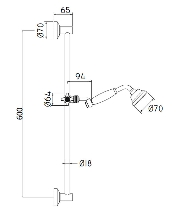 Paffoni Belinda Zsal070 asta doccia 73 cm con saliscendi doccetta e flessibile cromo