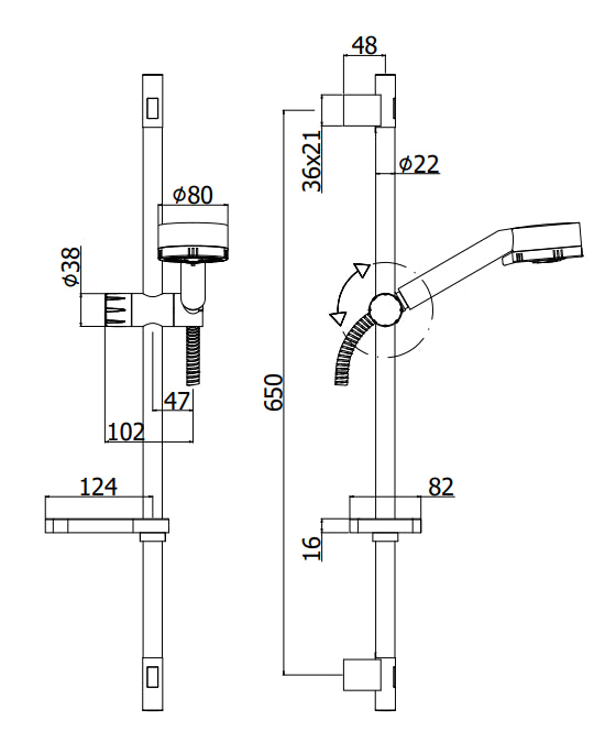 Paffoni Manila Zsal110 asta doccia 73 cm con saliscendi cromo
