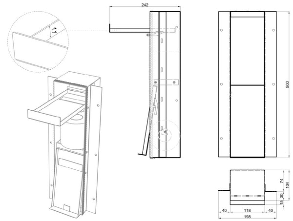 Antonio Lupi Design Sesamo5 Porta Rotolo Con Scorta Da Incasso In Acciaio Inox