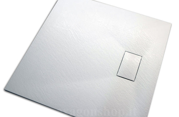 Quarzo piatto doccia 90x90 in smc effetto pietra ardesia bianco