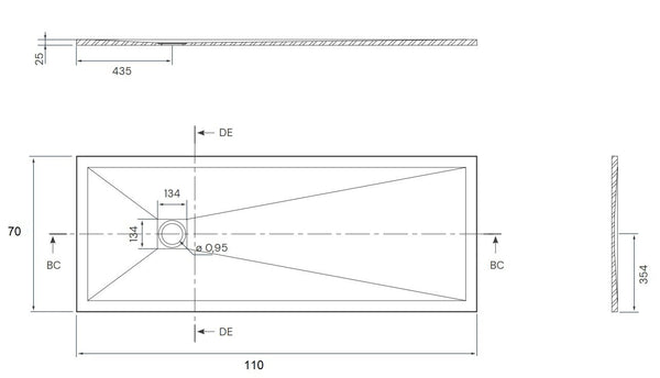 Desio Piatto Doccia 70x110 effetto pietra antibatterico in Solidstone Bianco