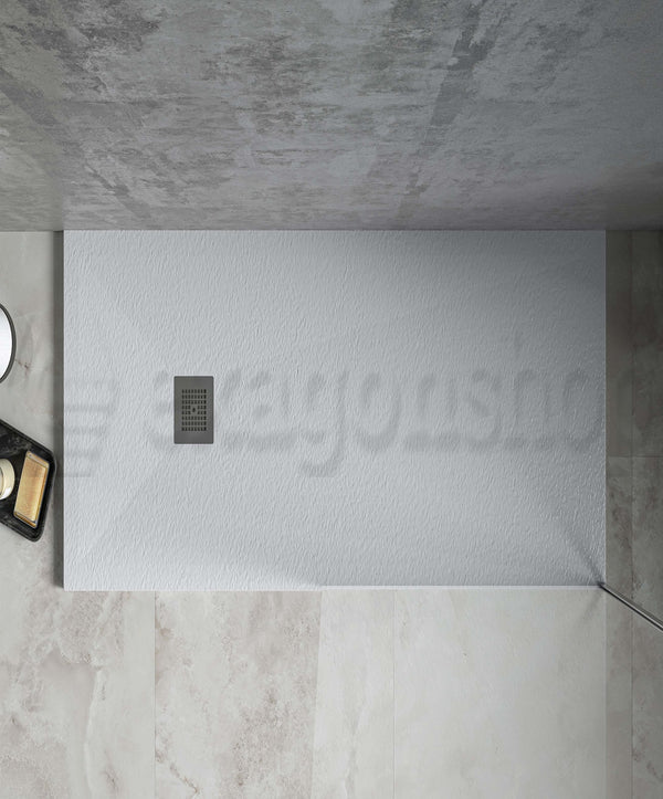 Desio Piatto Doccia 70x90 effetto pietra antibatterico in Solidstone Bianco