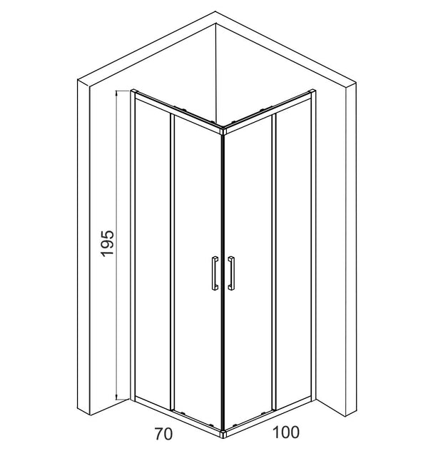 Box doccia 70x100 Marsiglia due ante scorrevoli reversibile H 195 cromo