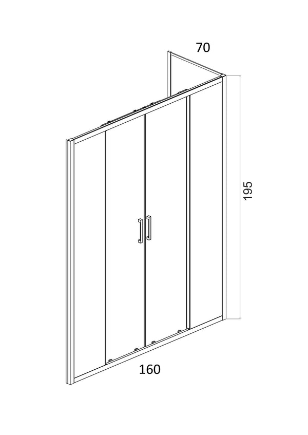 Box doccia 70x160 scorrevole reversibile vetro temperato trasparente H 195 cromo Marsiglia