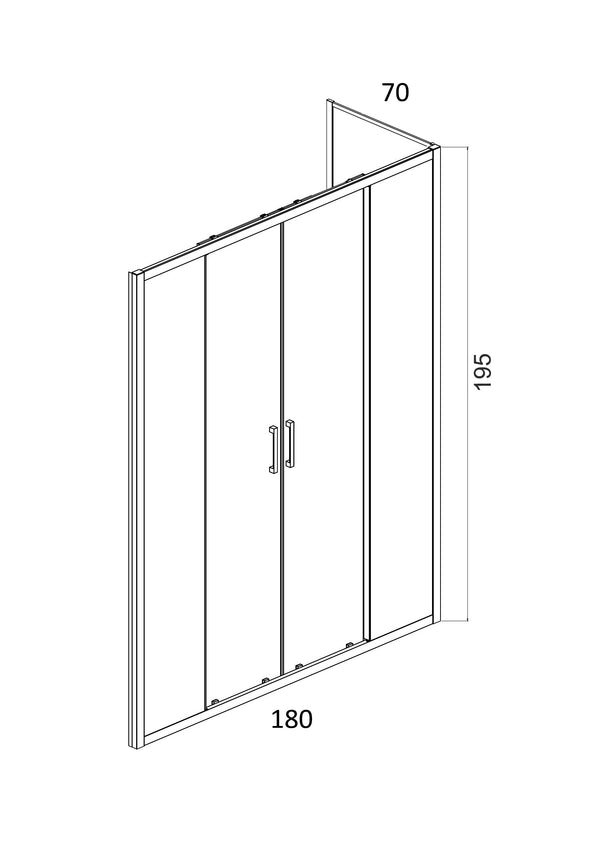 Box doccia 70x180 doppio scorrevole reversibile vetro temperato trasparente H 195 profilo cromo Marsiglia