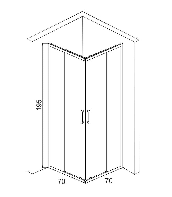 Box doccia 70x70 ante scorrevoli reversibile vetro temperato trasparente H 195 profilo cromo Marsiglia