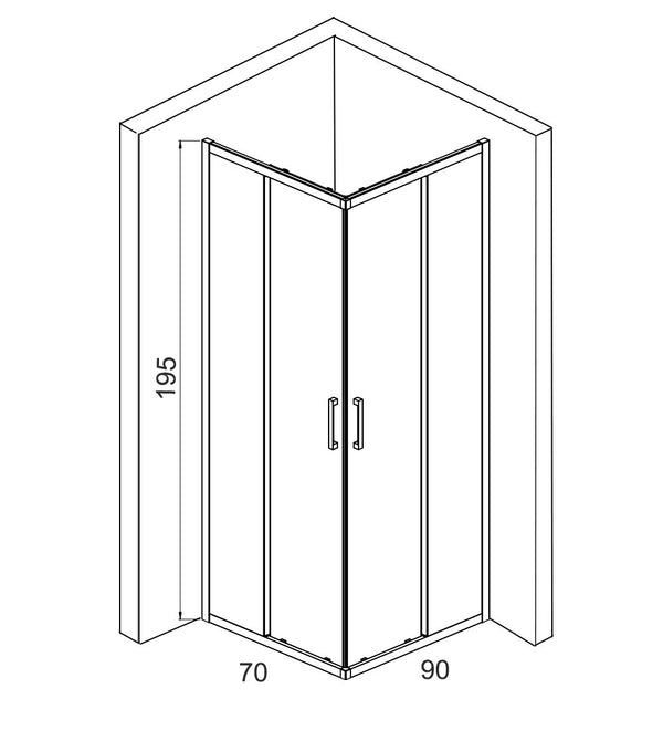 Box doccia 70x90 Marsiglia 2 ante scorrevoli reversibile H 195 cromo