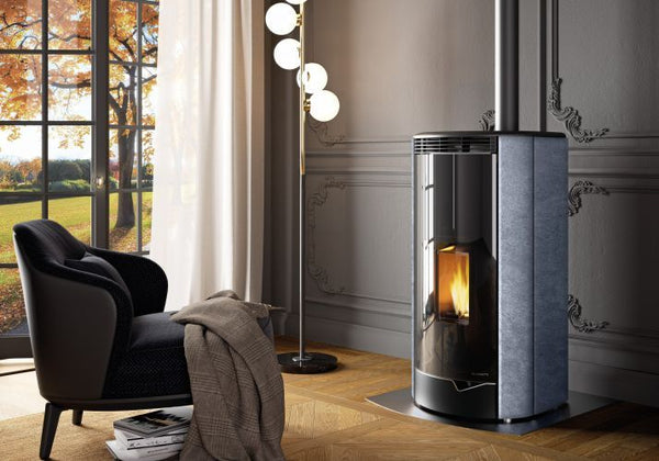 Stufa ermetica A Pellet Ecofire ad Aria con uscita fumi superiore in pietra Ollare Palazzetti Marianne 9