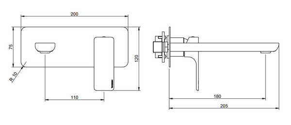 Treemme Hask miscelatore lavabo a muro senza parte incasso cromo RWIT6AA5CC03