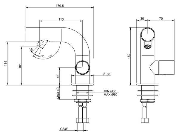Treemme Watertube IT4A22ISWTZZ miscelatore monocomando bidet inox satinato
