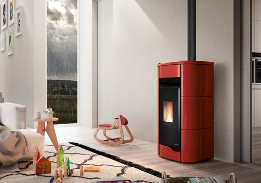 Palazzetti Anna 12 US Pro 2 Stufa A Pellet Ermetica ad aria con uscita fumi superiore in ceramica Rosso