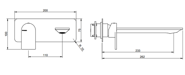 Treemme Ran miscelatore lavabo incasso 232mm senza parte incasso cromo