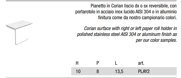 Antonio Lupi Play2 Porta Carta Liscio in Corian e acciaio inox