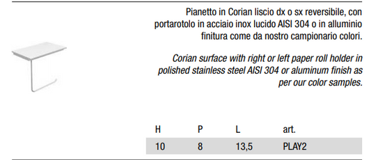 Antonio Lupi Play2 Porta Carta Liscio in Corian e acciaio Inox Lucido, dettaglio ravvicinato del materiale e...