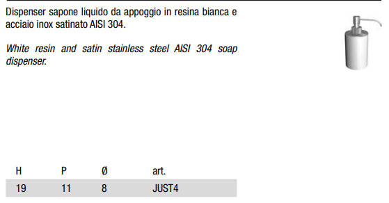 Antonio Lupi Just4 Dispenser Da Appoggio 19 cm Resina Bianca