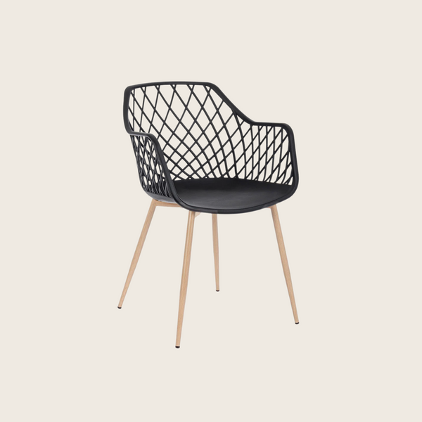 Andrea Bizzotto Optik sedia di design con gambe in acciaio effetto legno e plastica nero