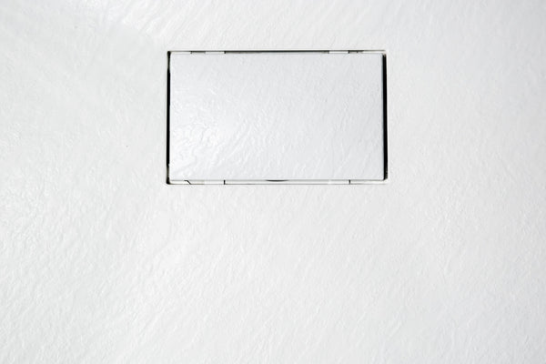 Quarzo piatto doccia 70x140 effetto pietra ardesia bianco in smc con piletta e copripiletta