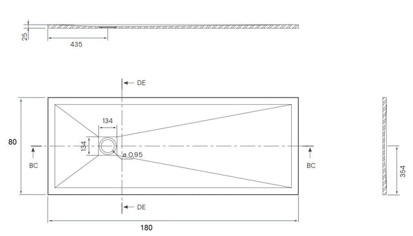 Desio Piatto Doccia 80x180 effetto pietra antibatterico in Solidstone Bianco