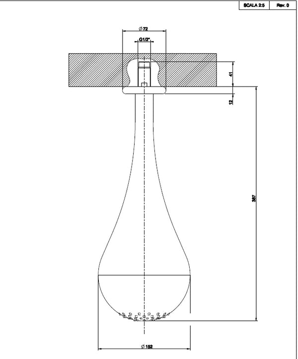 Soffione A Soffitto anticalcare Cromo Spazzolato Goccia 33751 Gessi