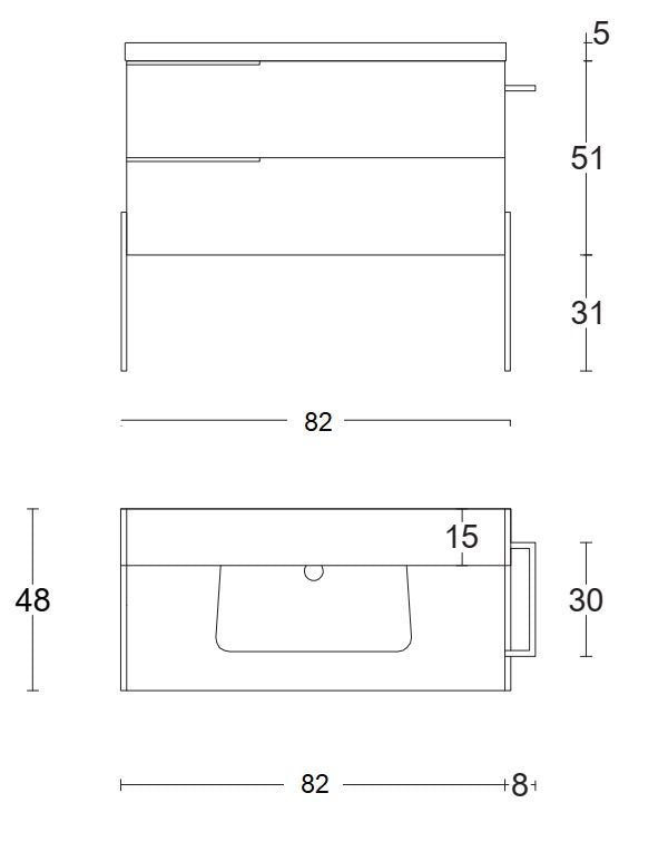 Mobile bagno bianco lucido 80x45 Venezia a pavimento con lavabo e portasciugamani