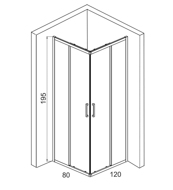 Box doccia 80x120 Marsiglia due ante scorrevoli reversibile H 195 cromo