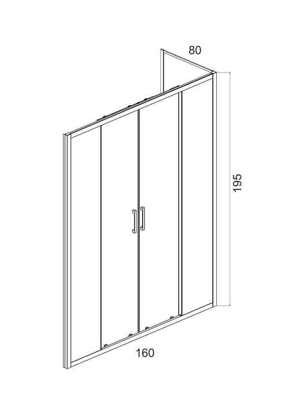 Box doccia 80x160 Marsiglia doppio scorrevole reversibile trasparente H 195 cromo