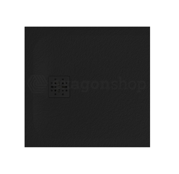 Globo Docciapietra Piatto doccia 80x80 cm H 3 reversibile in mineralsolid da appoggio o filo pavimento con piletta nero