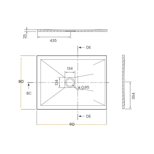 Piatto Doccia 80x90 Desio effetto pietra in Mineralmarmo Bianco