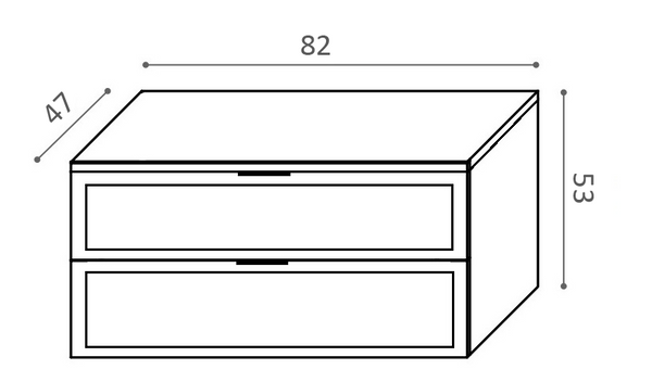 Mobile bagno grigio opaco 82x47 Dublino con lavabo in, vista laterale della struttura sospesa - Exagonshop