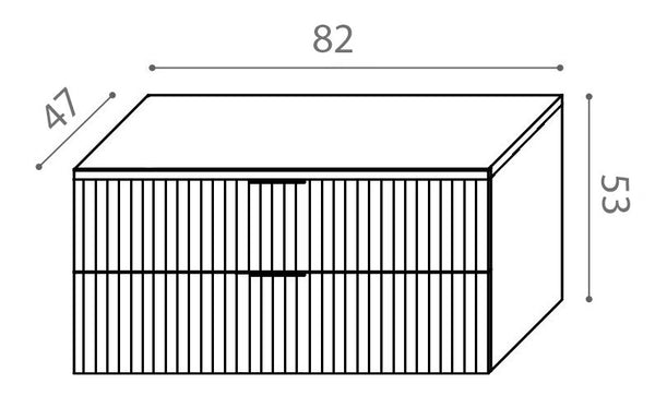 Mobile bagno 82x47 azzurro opaco cannettato Teramo con lavabo in ceramica due cassetti