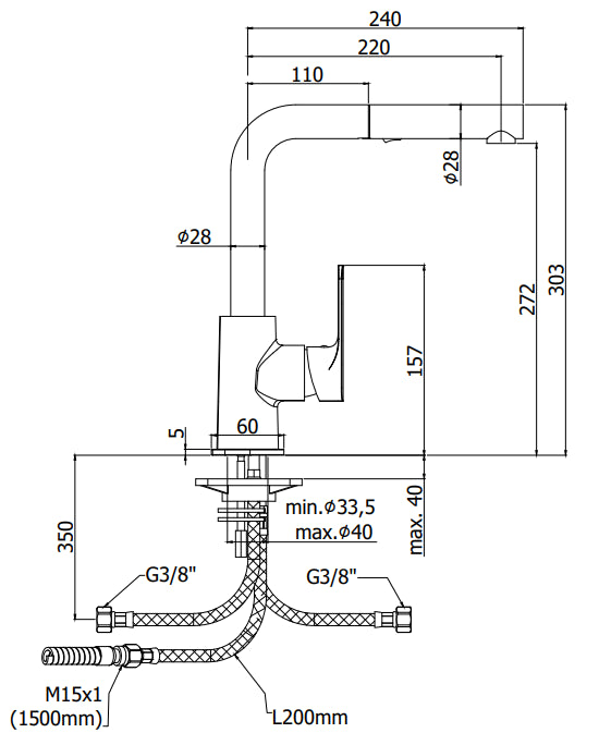 Paffoni Sly sy285 Miscelatore lavello con Doccetta 2 getti Cromo