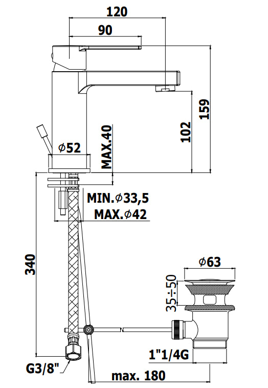 Paffoni Ringo Rin075 Miscelatore lavabo Monocomando con Scarico Automatico Cromo