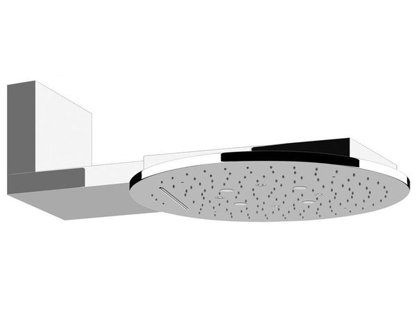 Soffione doccia 50 cm multifunzione a parete con cascata nebulizzazione e led Mirror Steel Tondo 40523 Gessi