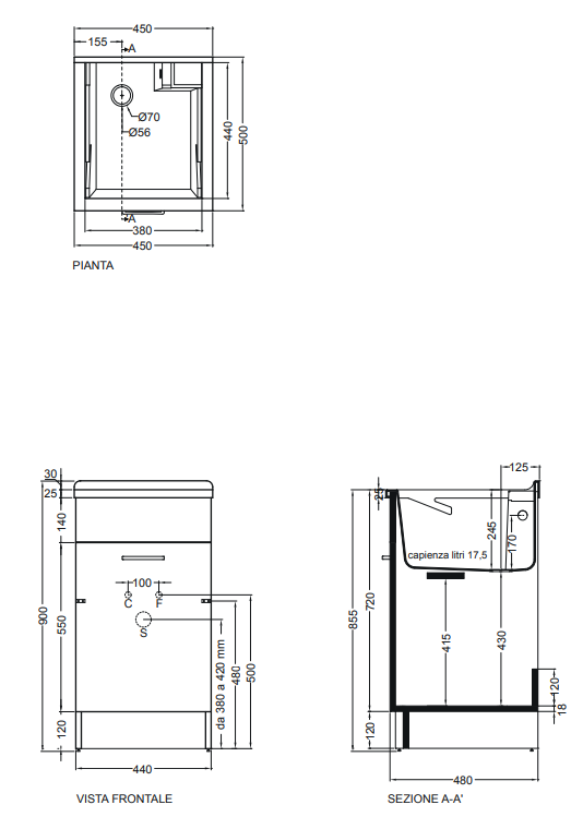 Colavene swash mobile lavatoio 45x50 con anta apertura a destra bianco lucido