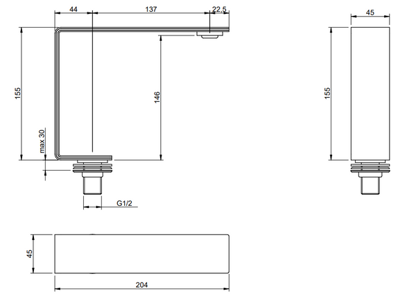 Treemme 5mm bocca lavabo 14 cm da appoggio inox satinato