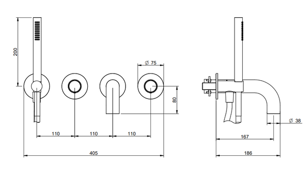 Treemme Watertube RWIT4AD8IS04 miscelatore monocomando vasca senza parte incasso inox satinato