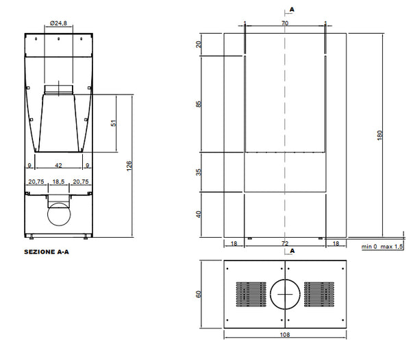 Antonio Lupi Cantob108 Camino Bifacciale A Bioetanolo 108x60x180 cm Laccato Cat. G