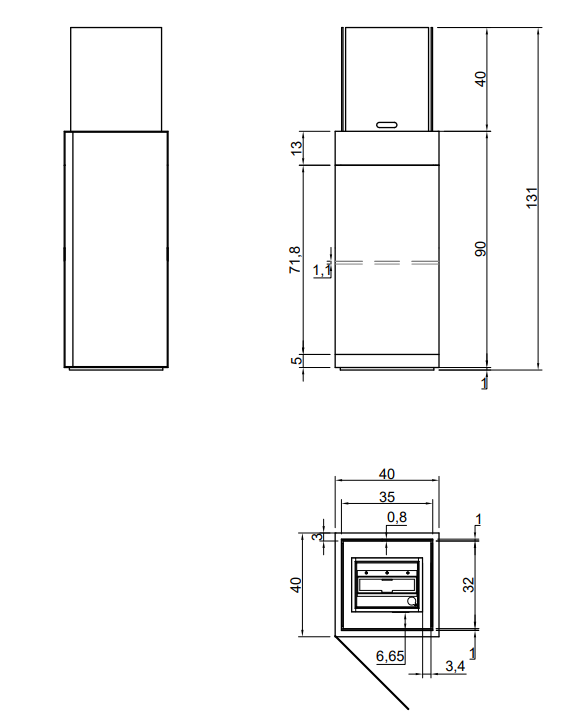 Schema tecnico di installazione di Antonio Lupi Focolare A Bietanolo Bianco Babele131 con canna fumaria - Antonio Lupi Design