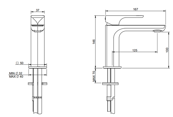Treemme Hask IT6A11CCHAZZ miscelatore monocomando lavabo 100mm in ottone cromo