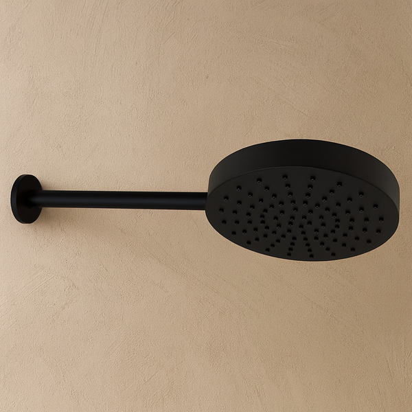 Soffione 25 cm Smart spessore 4 cm con braccio in acciaio nero opaco