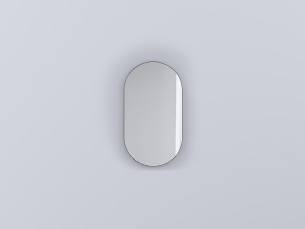 Cielo I Catini Oval Specchio 90x50 Ovale Con Scocca Laccata In Legno Cemento