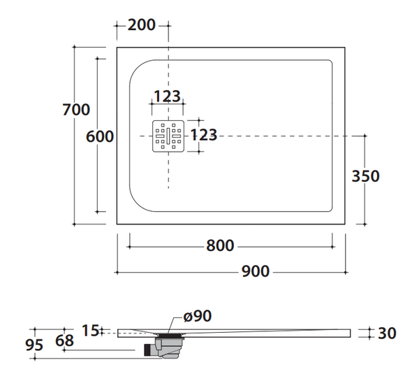 Globo Docciapietra Piatto doccia 90x70 cm H 3 reversibile in mineralsolid Tortora