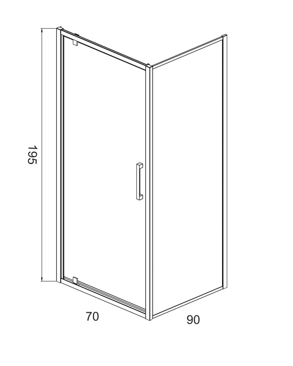 Box doccia 90x70 Marsiglia un anta battente reversibile trasparente H 195 cromo