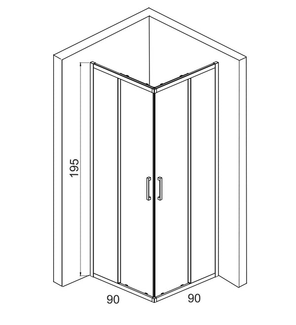 Box doccia 90x90 ante scorrevoli reversibile vetro temperato trasparente H 195 profilo cromo Marsiglia