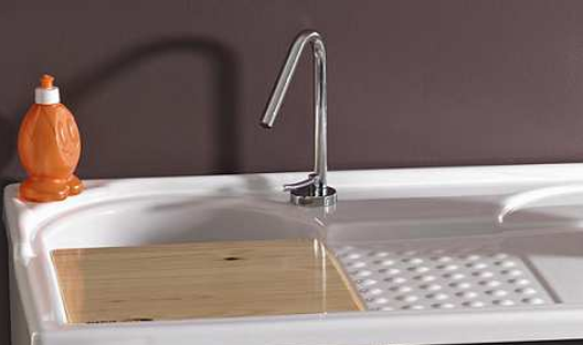 Colavene Lavacril mobile lavatoio per lavatrice a destra 106x60 con serrandina a scomparsa in abs metacrilato bianco
