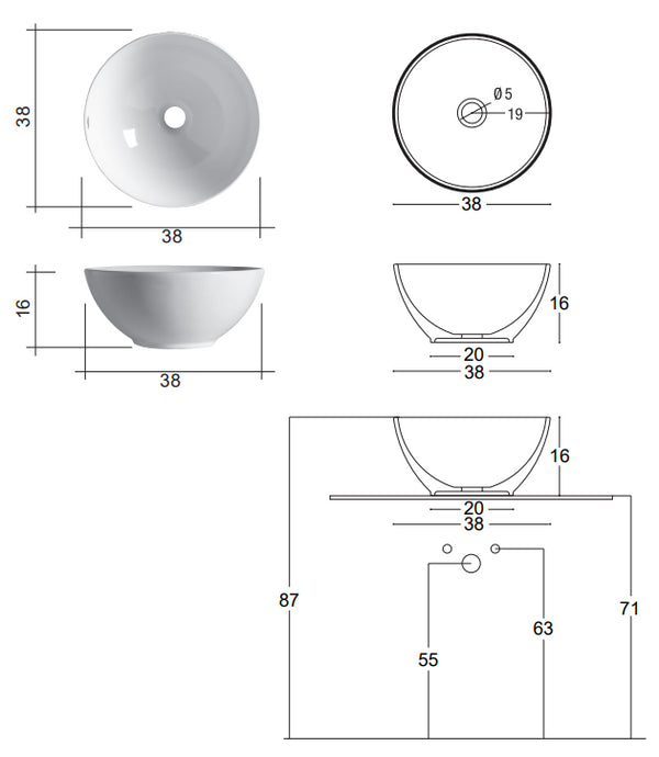 Lavabo 38 cm a ciotola H 16 Cm Seconda Scelta Arancio Lucido Flavia 001034 Nic