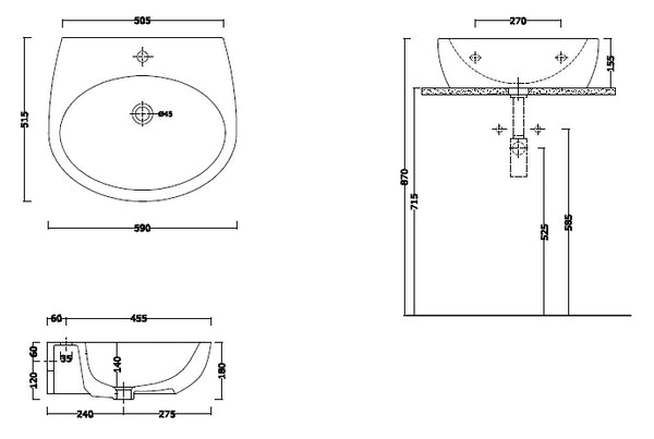 Milk Lavabo A Parete 60x51 Rosso Lucido