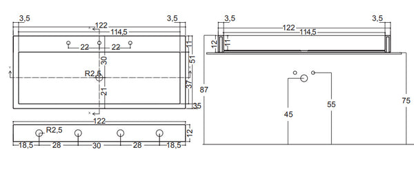 Cool Lavabo 120x51 Bianco Lucido