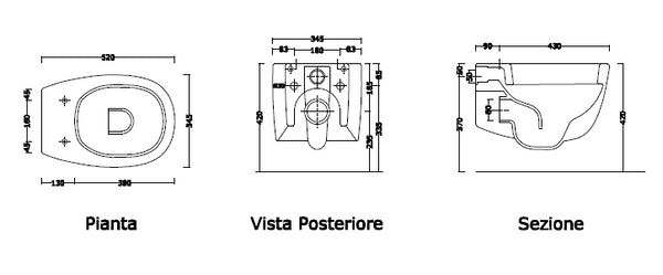 Milk Wc Sospeso 52x34 Bianco Lucido