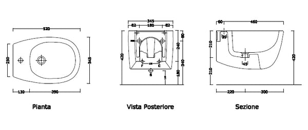 Milk Bidet Sospeso 52x34 Bianco Lucido